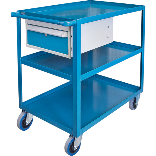 Heavy Duty Shelf Cart with Drawer, 1200 lbs. Capacity, Steel, 24" x W, 36" x H, 36" D, Rubber Wheels, All-Welded, 1 Drawers Stor-it Systems