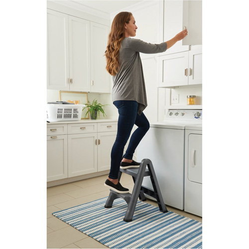 Folding Step Stool, 2 Steps, 19-1/2" x 20-1/2" x 22-3/4" High Stor-it Systems