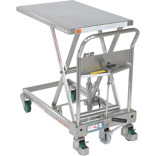 Hydraulic Scissor Lift Table, 31-1/2" L x 19-1/2" W, Stainless Steel, 550 lbs. Capacity Stor-it Systems