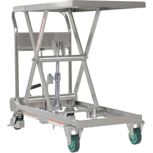 Hydraulic Scissor Lift Table, 31-1/2" L x 19-1/2" W, Stainless Steel, 550 lbs. Capacity Stor-it Systems