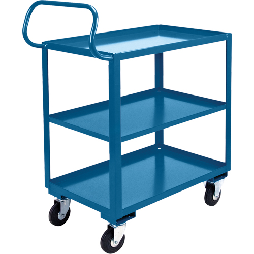 Chariot ergonomique &agrave; tablettes, 800 lb Capacit&eacute;, Acier, 20" la x 37" ha x 32" p, Bordure vers le haut Stor-it Systems