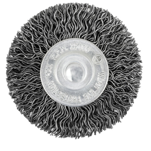 Brosse radiale &agrave; fils cr&ecirc;p&eacute;s mont&eacute; sur mandrin 105-2, 2", Fils ,02" Stor-it Systems