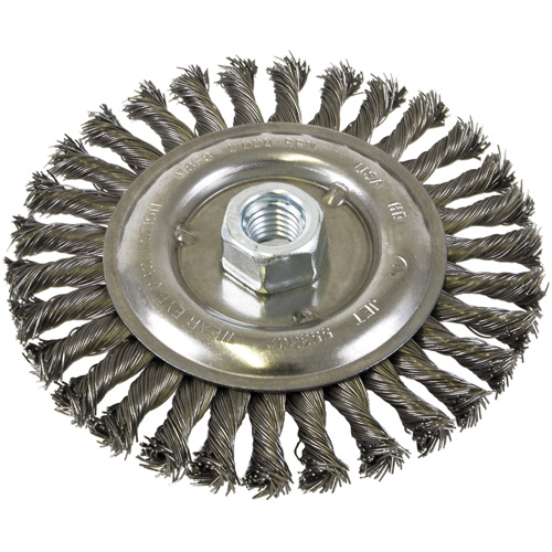 Standard Face Knot Wire Wheel Threaded, 6" Dia., 0.022" Fill, 5/8"-11 Arbor, Steel Stor-it Systems