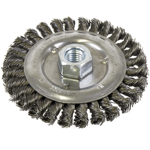 Standard Face Knot Wire Wheel Threaded, 5" Dia., 0.022" Fill, 5/8"-11 Arbor, Steel Stor-it Systems
