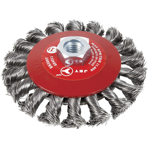BK520T Knot-Twisted Conical Bevel Brush, 5" Dia., 5/8-11 Arbor Stor-it Systems