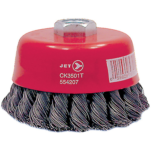 CK3501T High Performance Knot Twisted Cup Brush, 3-1/2" Dia., 0.02" Fill, 5/8"-11 Arbor, Steel Stor-it Systems