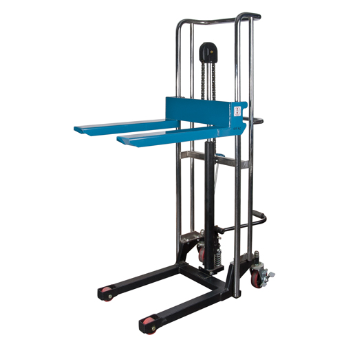 Gerbeur hydraulique &agrave; plateforme, M&eacute;canisme Pompe au pied, Capacit&eacute; de 880 lb, Levage max de 60" Stor-it Systems