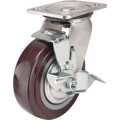 Roulette, Pivotant avec frein, 6" (152,4 mm), Polyur&eacute;thane, 850 lb (385 kg) Stor-it Systems