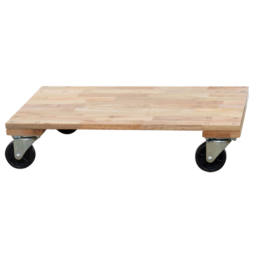 Solid Platform Wood Dolly, Rubber Wheels, 1200 lbs. Capacity, 24" W x 36" D x 7" H Stor-it Systems