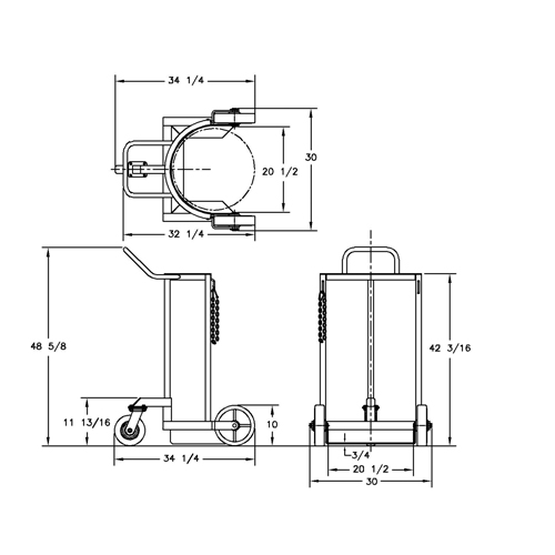 Grand chariot LCC pour bouteille de gaz liquide, Roues Polyur&eacute;thane, Base de 20" la x 20" p, 1000 lb Stor-it Systems