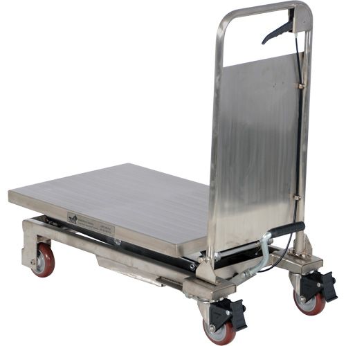 Table &eacute;l&eacute;vatrice hydraulique manuelle &agrave; ciseaux, 27-1/2" lo x 17-3/4" la, Partiellement en acier inoxydable, Capacit&eacute; 220 lb Stor-it Systems