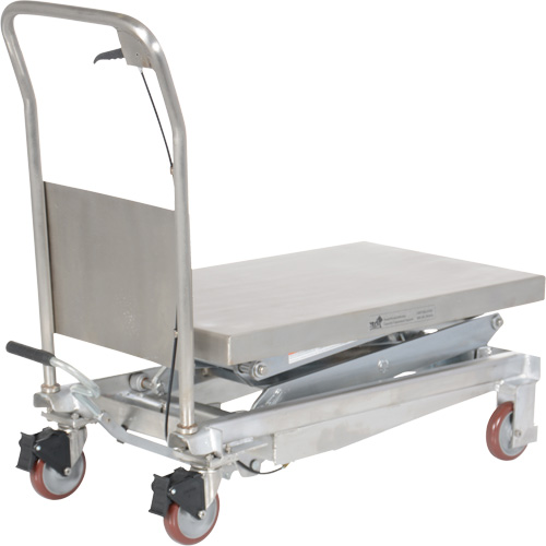 Table &eacute;l&eacute;vatrice hydraulique manuelle &agrave; ciseaux, 35-1/2" lo x 20" la, Partiellement en acier inoxydable, Capacit&eacute; 800 lb Stor-it Systems