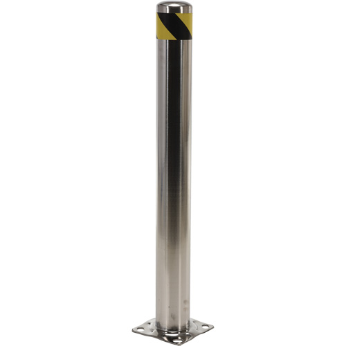Safety Bollard, Stainless Steel, 42" H x 8" W, Silver Stor-it Systems