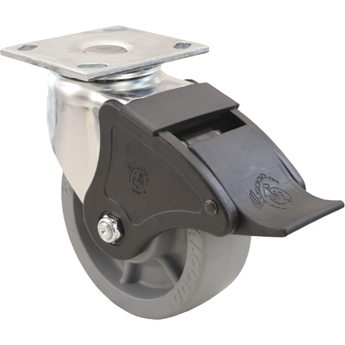 Roulette Emaxx, Pivotant avec frein, 5" (127 mm), Envirothane, 1000 lb (453,6 kg) Stor-it Systems
