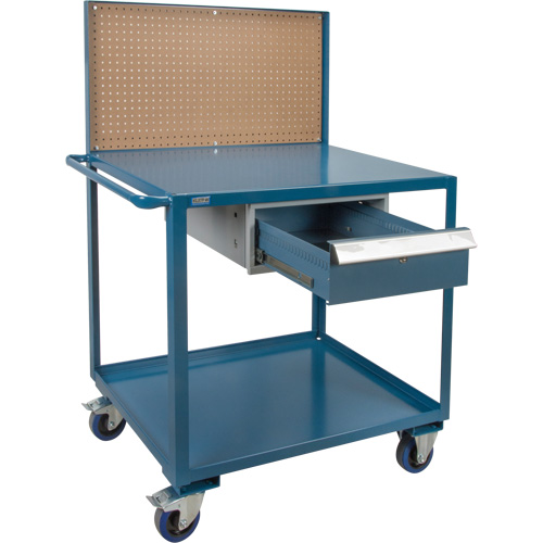 Mobile Service Cart, 2 Tiers, 24" W x 57" H x 40" D, 1200 lbs. Capacity Stor-it Systems