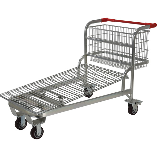 Nestable Wire Cart, Steel, 28-3/4" x 37-1/16" x 59-5/8", 275 lbs. Capacity Stor-it Systems