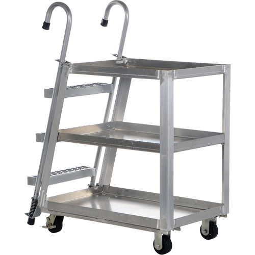 Stockpicker Truck, Aluminum, 21-7/8" W x 40" D, 3 Shelves, 660 lbs. Capacity Stor-it Systems