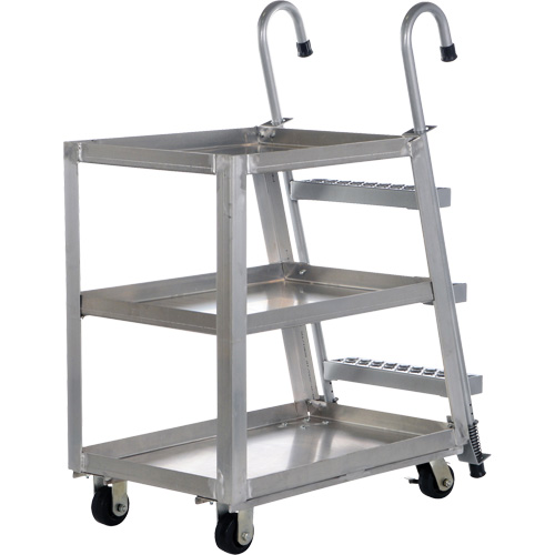Stockpicker Truck, Aluminum, 21-7/8" W x 40" D, 3 Shelves, 660 lbs. Capacity Stor-it Systems