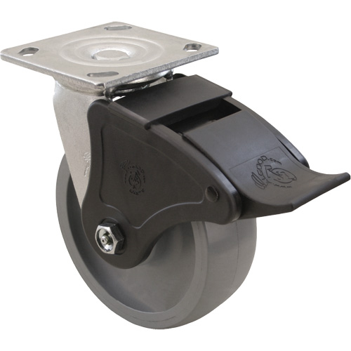 Max9 Caster, Swivel, 6" (152.4 mm), Envirothane Grey-WOW, 1100 lbs. (498.95 kg.) Stor-it Systems