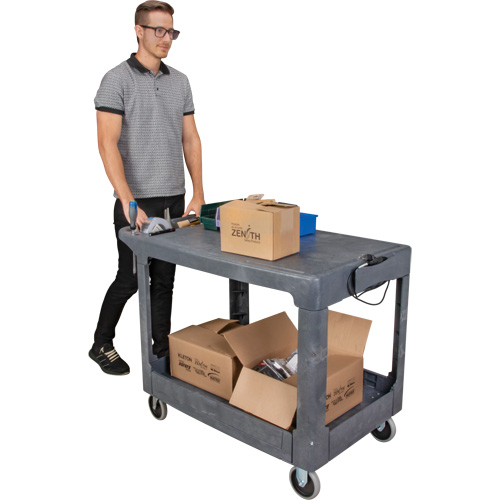 Chariot utilitaire pour l'entretien avec tablette plate, 2 tiers, 25-1/4" x 32-1/4" x 44", Capacit&eacute; 550 lb Stor-it Systems