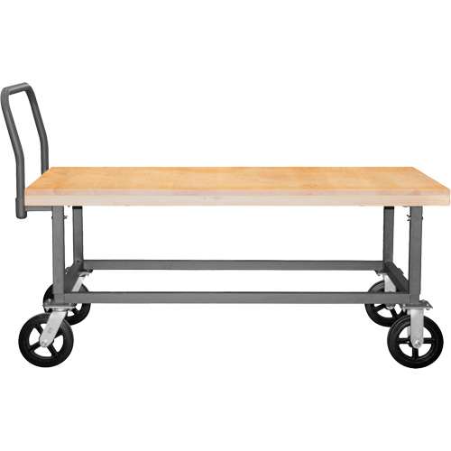 Adjustable Wood Deck Platform Truck, 48" L x 24" W, 1800 lbs. Capacity, Mold-on Rubber Casters Stor-it Systems