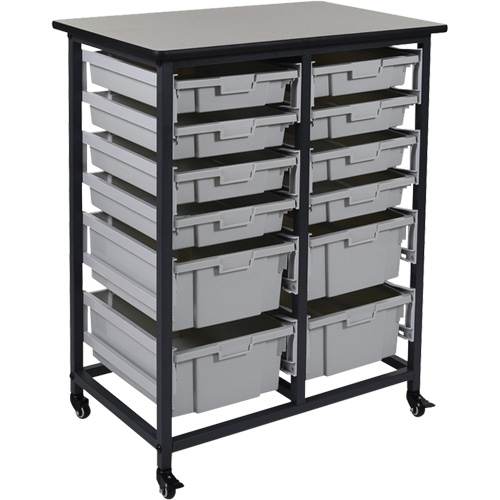 Rangement mobile pour bacs, &agrave; un c&ocirc;t&eacute;, 12 bacs, 30-3/4" la x 20" p x 37-1/2" h Stor-it Systems