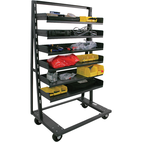 Chariot &agrave; cadre en A robuste &agrave; un c&ocirc;t&eacute; avec 6 plateaux, 38" x 25" x 63", Capacit&eacute; 2500 lb Stor-it Systems