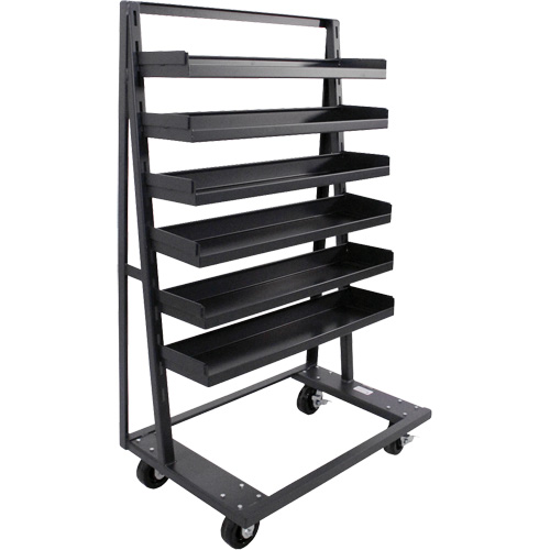 Chariot &agrave; cadre en A robuste &agrave; un c&ocirc;t&eacute; avec 6 plateaux &agrave; rebords, 38" x 25" x 63", Capacit&eacute; 2500 lb Stor-it Systems
