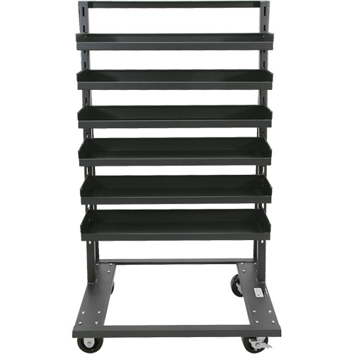 Chariot &agrave; cadre en A robuste &agrave; un c&ocirc;t&eacute; avec 6 plateaux &agrave; rebords, 38" x 25" x 63", Capacit&eacute; 2500 lb Stor-it Systems