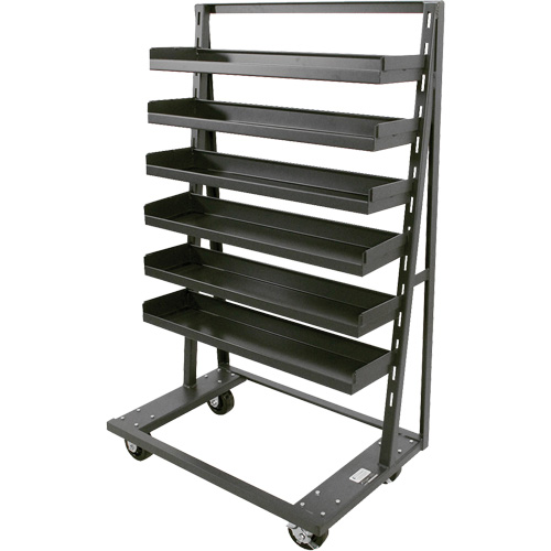 Chariot &agrave; cadre en A robuste &agrave; un c&ocirc;t&eacute; avec 6 plateaux &agrave; rebords, 38" x 25" x 63", Capacit&eacute; 2500 lb Stor-it Systems