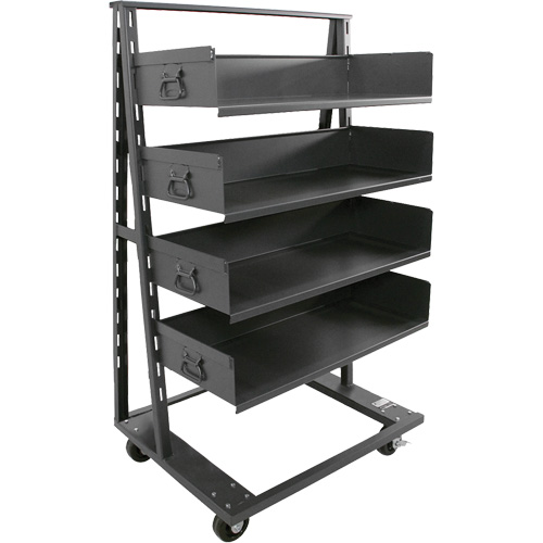 Single-Sided Heavy Duty A-Frame Cart with 4 Large Trays, 38" x 25" x 63", 2500 lbs. Capacity Stor-it Systems