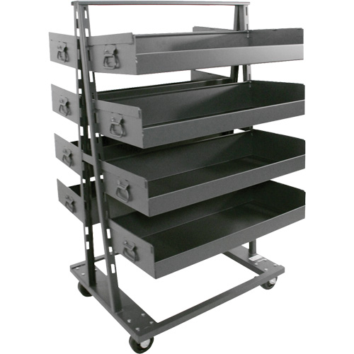 Double-Sided Heavy Duty A-Frame Cart with 8 Large Lipped Trays, 38" x 30" x 63", 2500 lbs. Capacity Stor-it Systems
