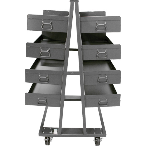 Double-Sided Heavy Duty A-Frame Cart with 8 Large Lipped Trays, 38" x 30" x 63", 2500 lbs. Capacity Stor-it Systems