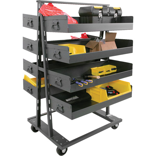 Double-Sided Heavy Duty A-Frame Cart with 8 Large Lipped Trays, 38" x 30" x 63", 2500 lbs. Capacity Stor-it Systems