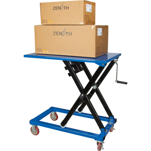 Manual Scissor Lift Table, 37-3/8" L x 23-5/8" W, Steel, 660 lbs. Capacity Stor-it Systems