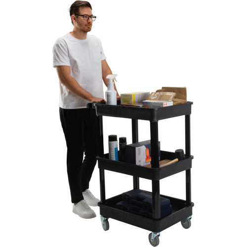 Chariot utilitaire avec tablette &agrave; bordure profonde, 3 tiers, 19" x 39-1/2" x 28-1/4", Capacit&eacute; 330 lb Stor-it Systems