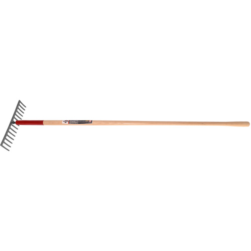 Level Rake, Wood Handle, 14-3/4" W, Tempered Steel Blade, 16 Tines Stor-it Systems