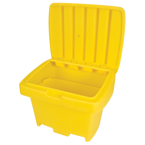 Heavy-Duty Outdoor Salt and Sand Storage Container, 30" x 24" x 24", 5.5 cu. Ft., Yellow Stor-it Systems