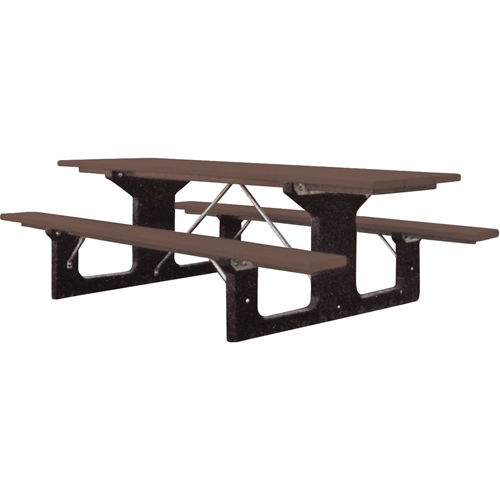 Tables de pique-nique en plastique recycl&eacute;, 6' lo x 61-1/2" la, Brun Stor-it Systems