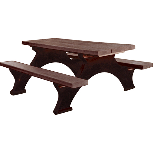 Tables de pique-nique en plastique recycl&eacute;, 8' lo x 61-1/2" la, Brun Stor-it Systems
