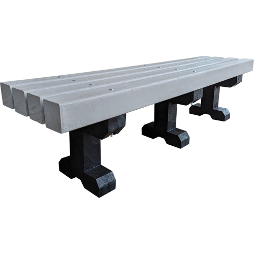 Park Bench, Recycled Plastic, 72" L x 17" W x 17" H, Grey Stor-it Systems