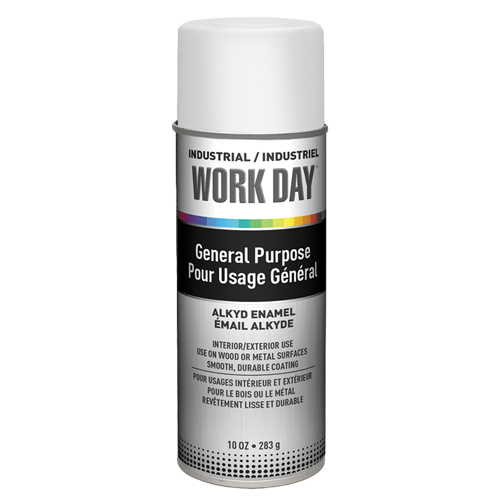 Peinture industrielle Work Day, Blanc, Tr&egrave;s mat, 10 oz, Canette a&eacute;rosol Stor-it Systems