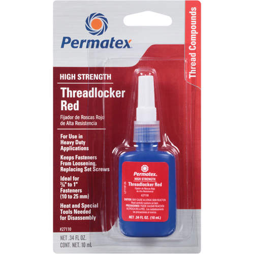 Low Viscosity Threadlocker, Red, High, 10 ml, Bottle Stor-it Systems