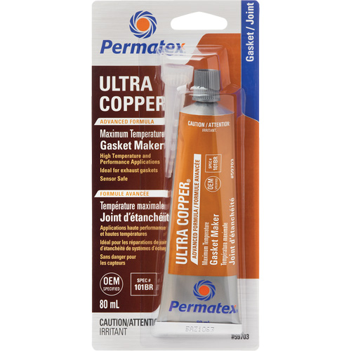 Ultra Copper&reg; Gasket Maker, 80 ml, Tube, Copper Stor-it Systems