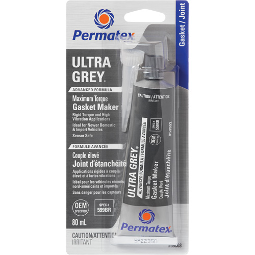 Ultra Grey&reg; Gasket Maker, Tube, 80 ml, -54°C - 260°C/-65°F - 500°F Stor-it Systems