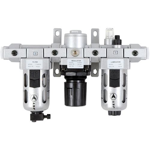 Filtre &agrave; air interm&eacute;diaire en trois parties, r&eacute;gulateur & lubrificateur AFRLMI38, 3/8" NPT Stor-it Systems