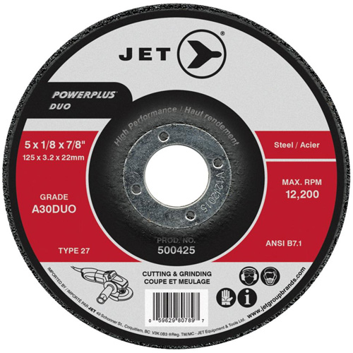 POWERPLUS DUO Cutting/Grinding Wheel, 4" x 1/8", 5/8" Arbor, Type 27, A30DUO Grit Stor-it Systems
