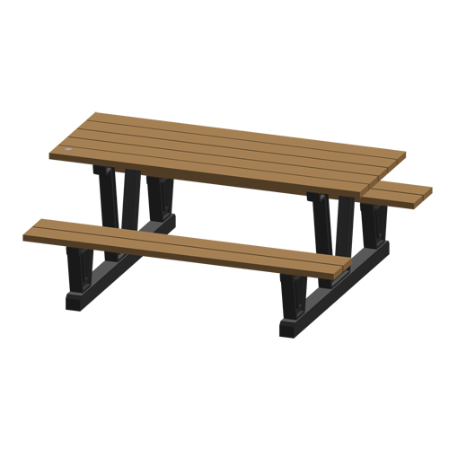 Recycled Plastic Outdoor Picnic Tables, 72" L x 60-5/16" W, Redwood Stor-it Systems