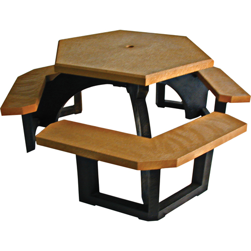 Tables de pique-nique hexagonales en plastique recycl&eacute;, 78" lo x 78" la, C&egrave;dre Stor-it Systems
