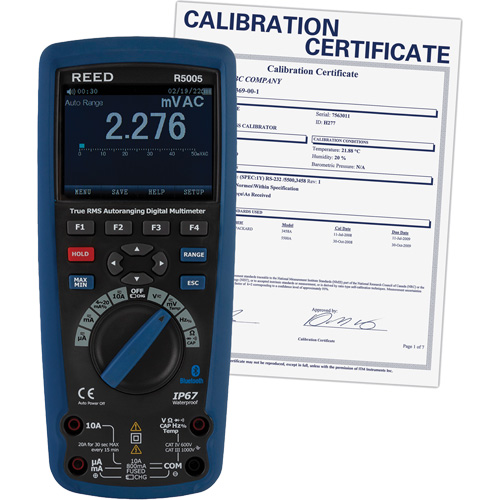 True RMS Industrial Multimeter with Calibration Certificate, AC/DC Voltage, AC/DC Current Stor-it Systems